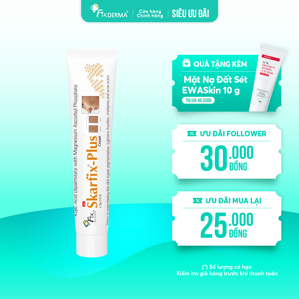 Kem giảm thâm nám Fixderma Skarfix Plus Cream – Làm sáng da, cải thiện sắc tố hiệu quả