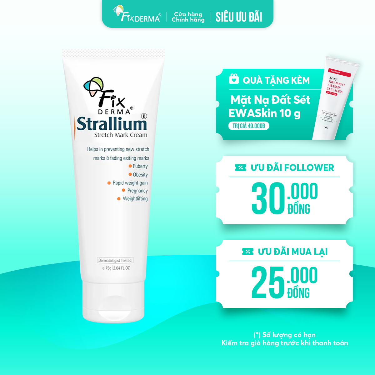 Fixderma Strallium Stretch Mark Cream – Kem cải thiện rạn da an toàn từ tinh chất thiên nhiên