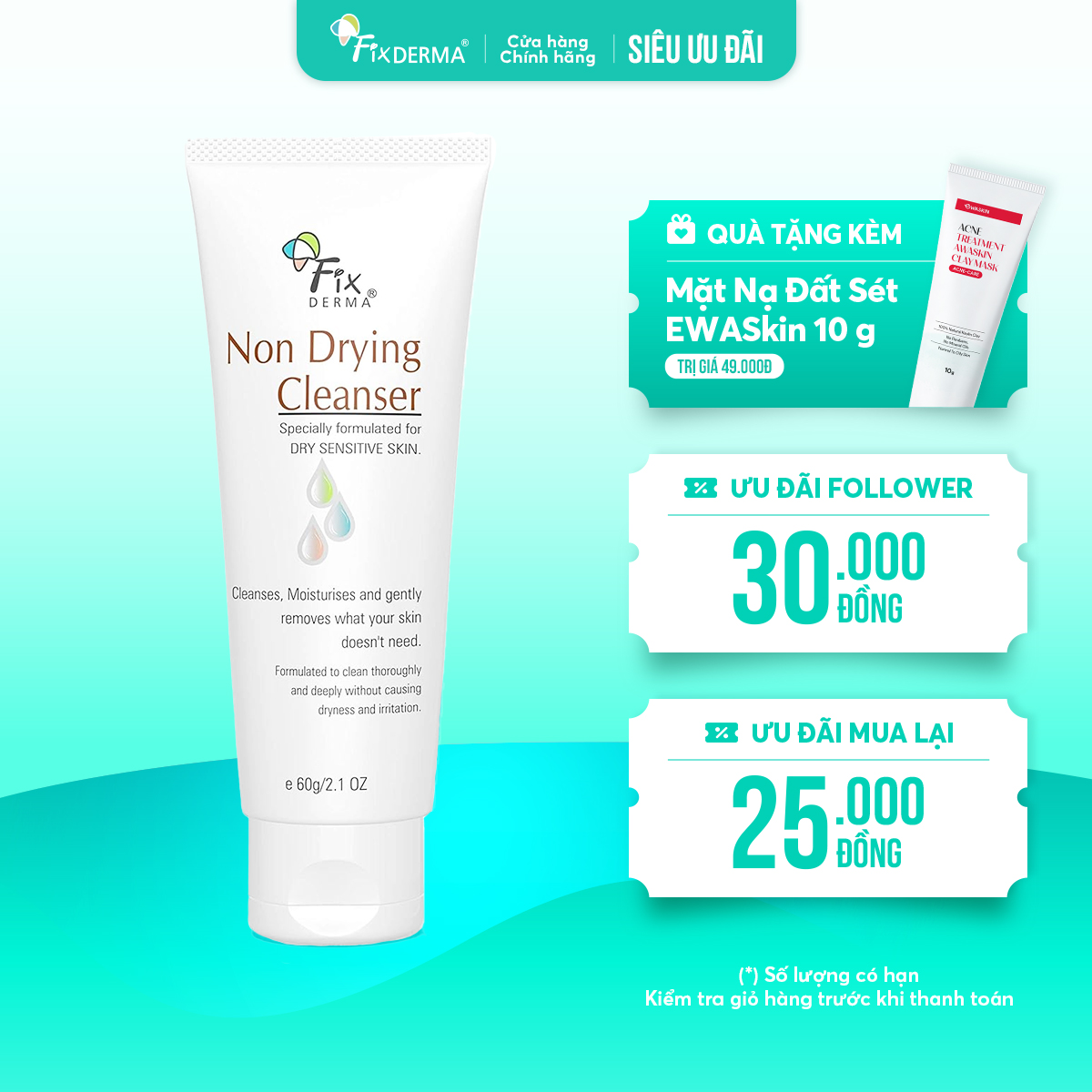 Sữa Rửa Mặt Dịu Nhẹ Cho Da Nhạy Cảm Fixderma Non Drying Cleanser – Làm sạch nhẹ nhàng, bảo vệ làn da nhạy cảm