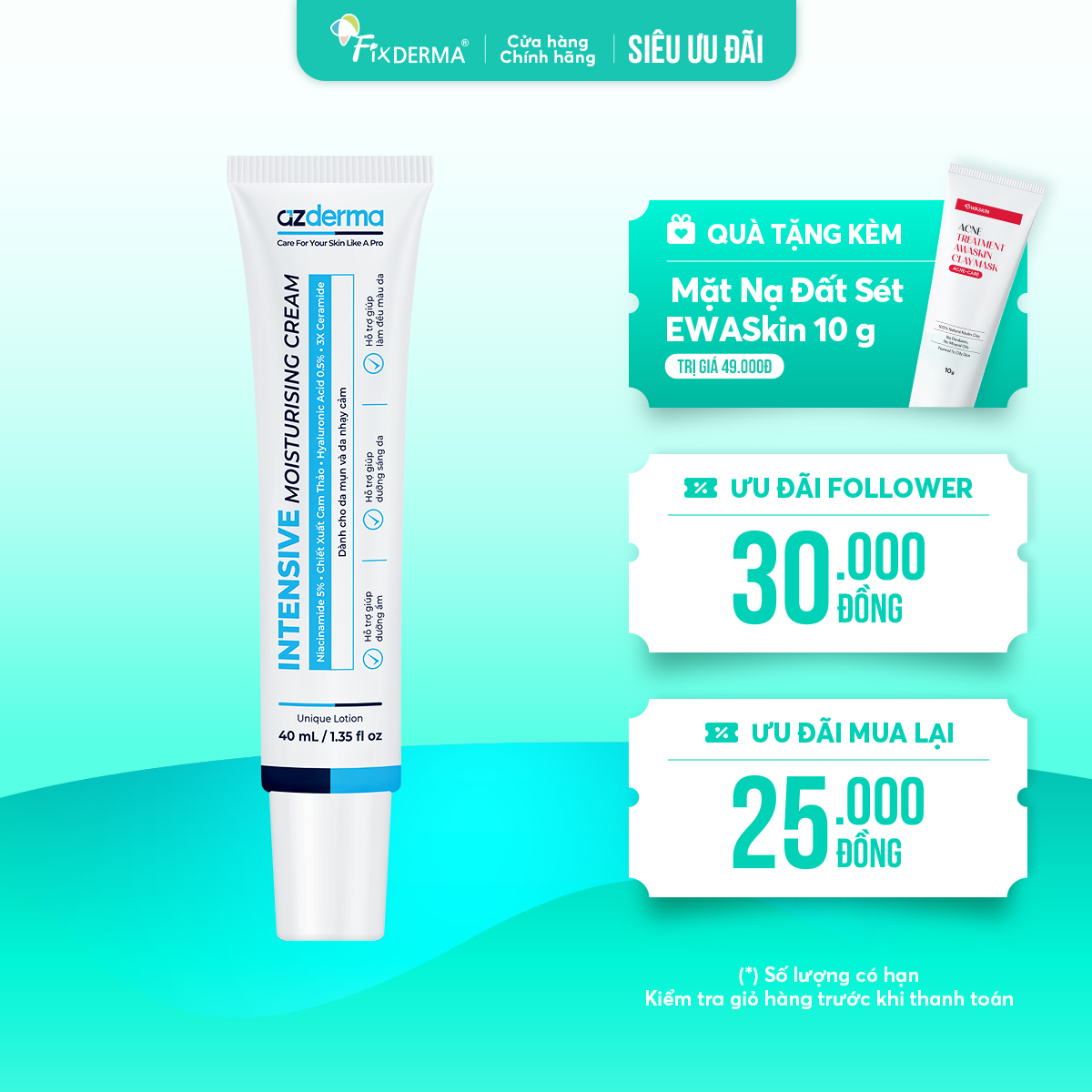 Kem dưỡng ẩm Azderma Intensive Moisturising Cream